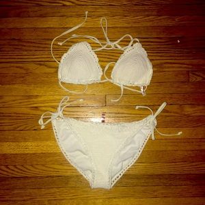 Pure white crocheted bikini. From Arden’s paid 35.00$. Small top, medium bottom